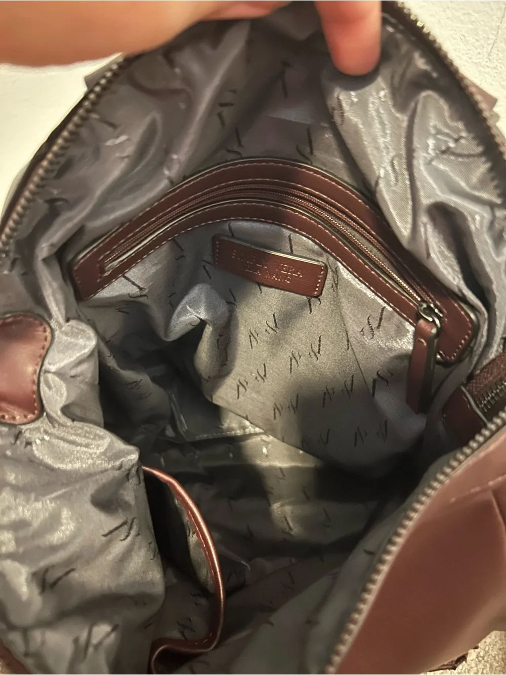 Simply Vera Vera Wang Brown Faux Leather Backpack Purse Quilted Pocket Academia